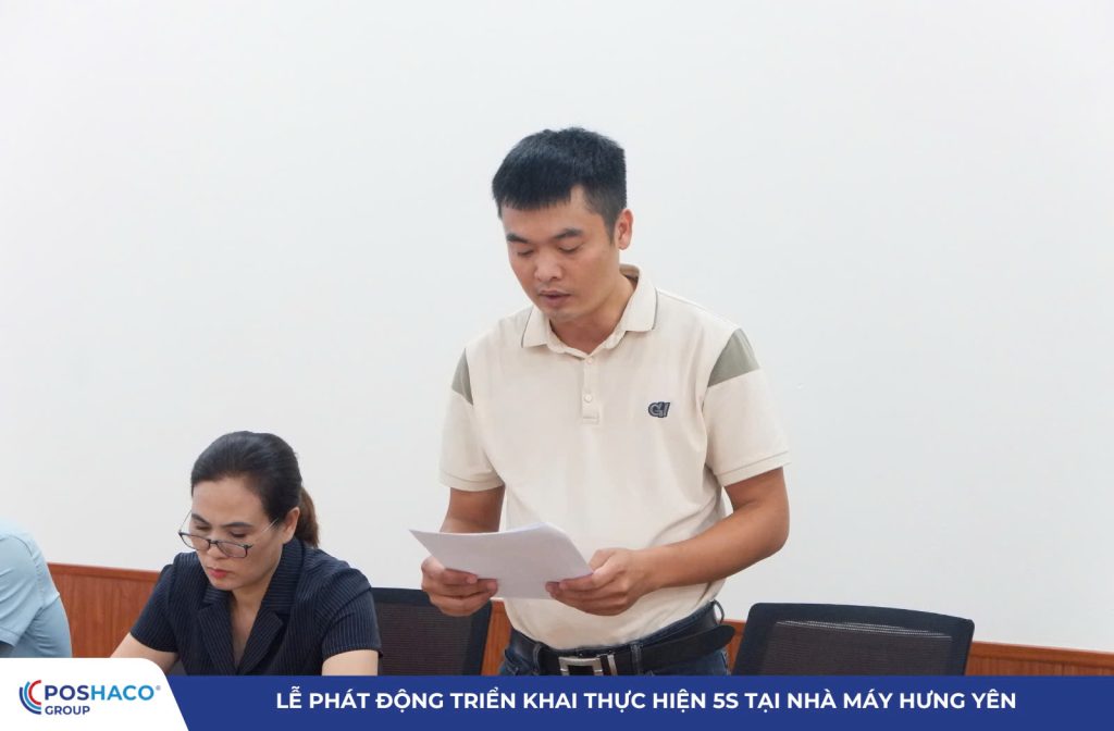 Ông Nguyễn Văn Kha - Giám đốc nhà máy cam kết thực hiện 5S